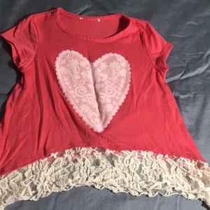 Girls T-shirt with lace bottom